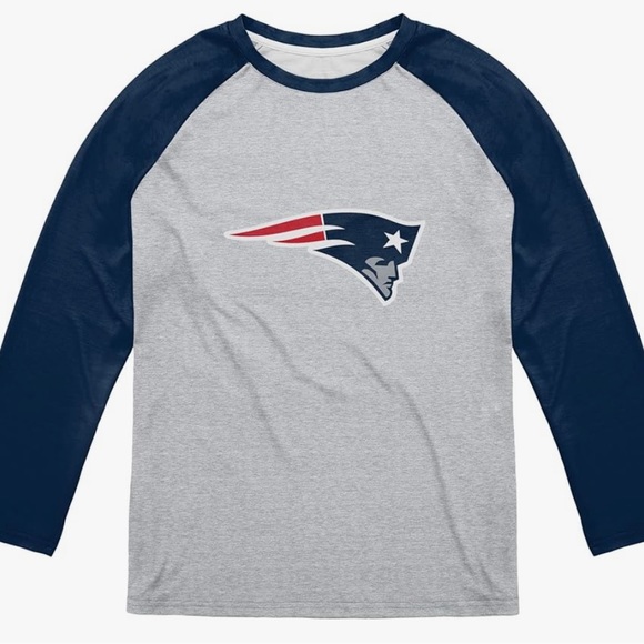 NFL FOCO shirt long sleeve New England Patriots Team Logo Raglan T-Shirt small - Picture 3 of 8